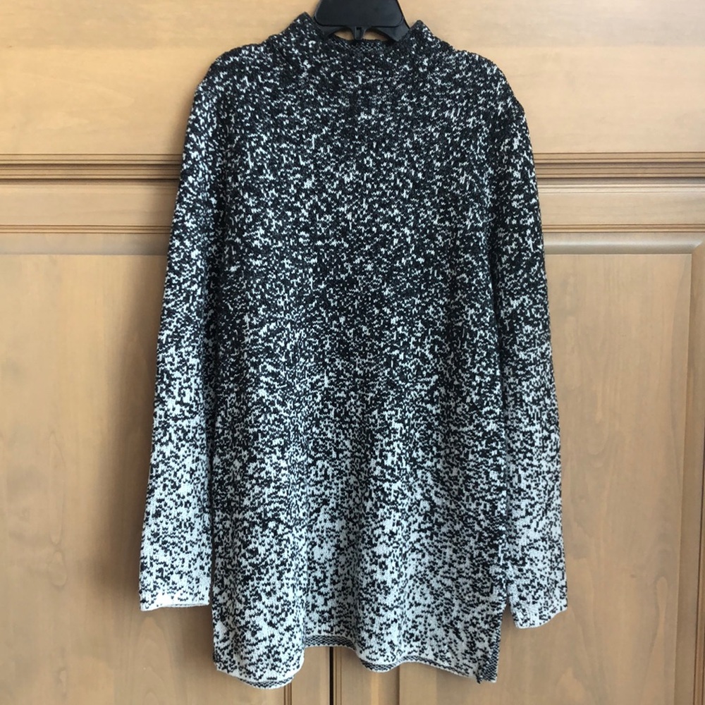 J. Jill mock neck long sleeve speckled gradient ombré knit relaxed sweater dress - Picture 3 of 14